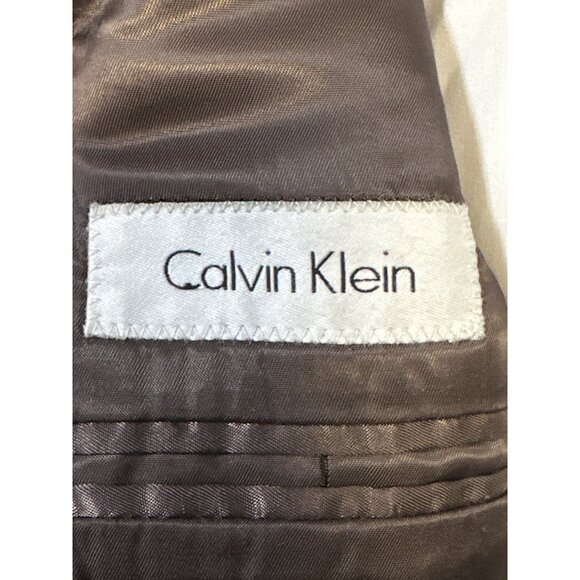 Calvin Klein Mens Wool Suit Jacket Blazer 44R Dark Brown With Notch Lapel & Butt - Picture 5 of 9
